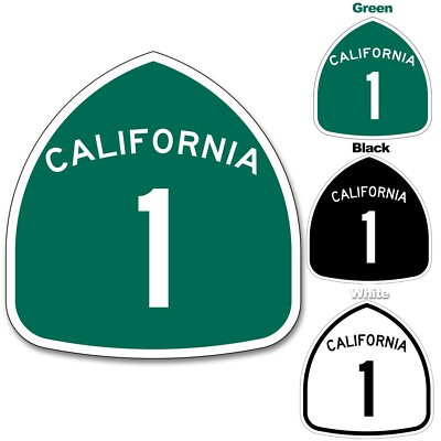 California State Route 1 Pacific Coast Highway Sign Sticker Decal PCH One Vinyl