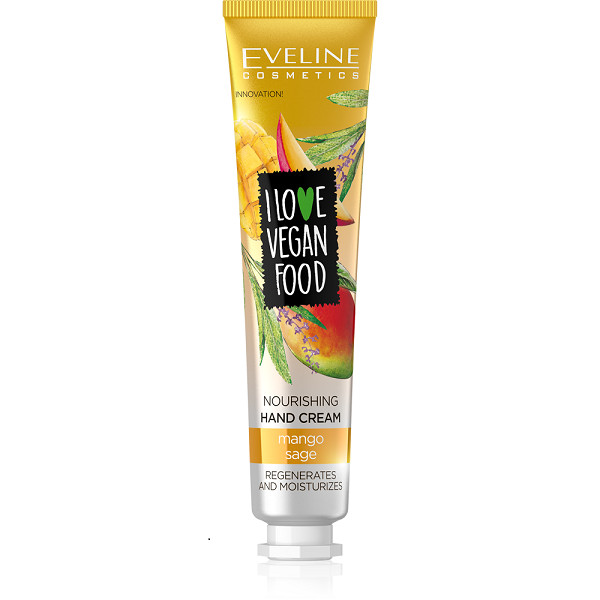 Eveline Cosmetics I Love Vegan Food Nourishing Hand Cream with Mango & Sage - Deep Moisturizing Balm for Dry & Rough Skin, 50ml - Image 2