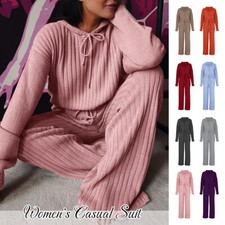 Women Tracksuits Set 2PCS Top Pants Long Sleeved Loose Hooded Casual Set New
