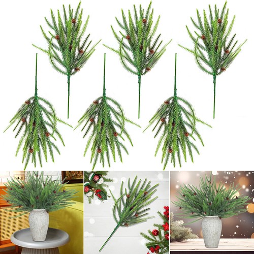 6Pcs Faux Pine Leaves 45cm Artificial Cedar Branches for Xmas Tree DIY Ornament - Picture 15 of 15