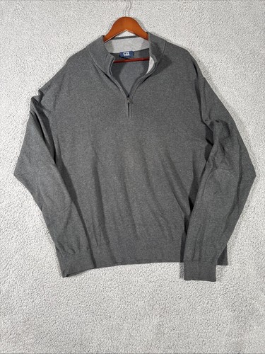 Cutter & Buck Quarter Shirt Mens 3XL Gray 1/4 Zip Long sleeve Pullover Shirt Big