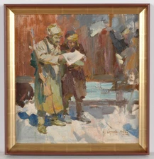 Arkadi Soroka "Petrograd, 1917", Soviet Socialist Realism, Oil Painting, 1968