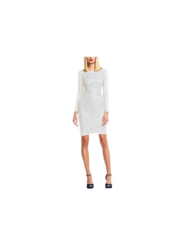 adrianna papell hand-beaded illusion sheath dress Adrianna Papell Womens Beaded Illusion Yoke Dress, Size 4 – Vanessa Jane main image 0