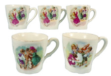 6 Teacups From Toy Tea Set Children Playing Dolls Hoops Hide Seek Vintage AsIs