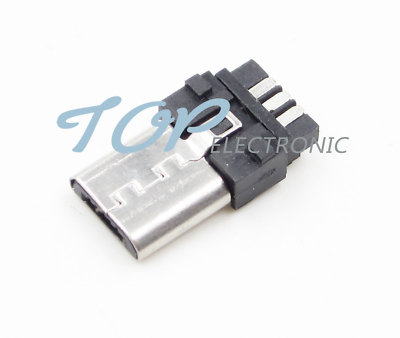 50Pcs Micro USB Type B 5Pin Male Solder Socket Jack Connector Silver Tone