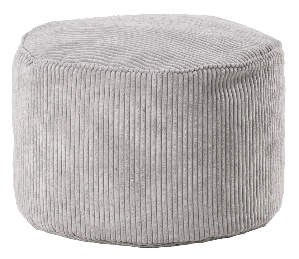 Sitzpouf Gästehocker Polsterhocker Wohnzimmer Cordbezug Hellgrau Rund 55 cm