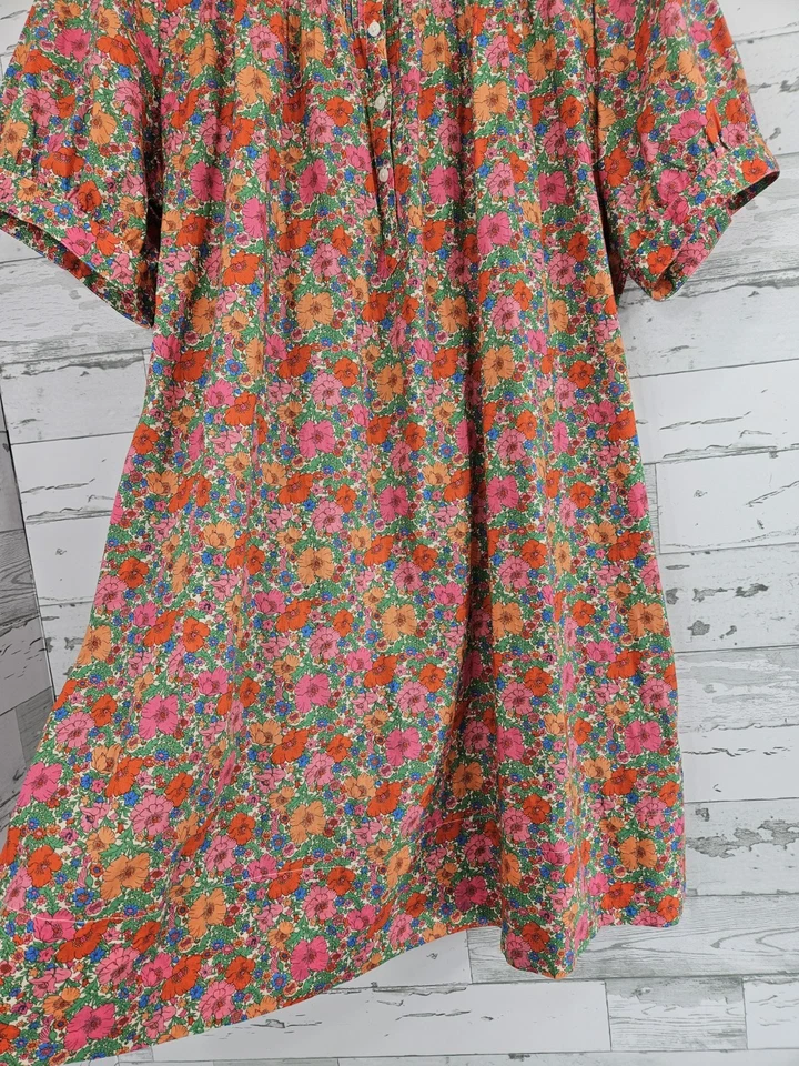 J Crew Liberty Fabric Short Sleeve Mini Shirt Dress Meadow Song Fabric Women XXL - Image 4 of 4