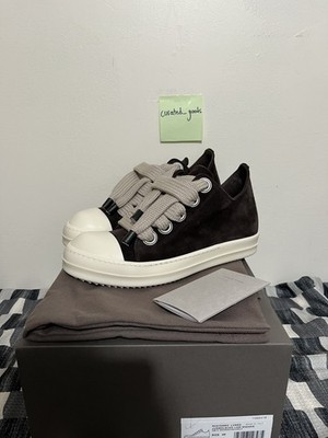 Rick Owens Ramones Jumbo Lace Low Mahogany Brown Suede Size 40 New