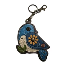Chala Purse Bag Charm Clip On Key Ring Fob Coin Purse BLUE BIRD USED