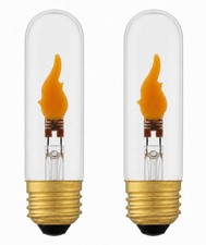 Creative Hobbies Clear Tubular Led Flicker Bulbs 1w 120v E26 Medium Base 2 Pack