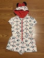 DISNEY Minnie Mouse Hooded Zip Up Romper Girls 5-6 Swim Cover Up