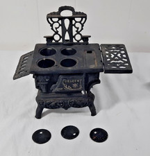 Vintage Crescent Miniature Cast Iron Toy Wood Stove Made In USA incomplete.