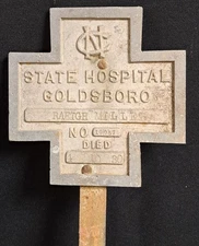 ANTIQUE CEMETARY GRAVE PLAQUE STATE INSANE HOSPITAL GOLDSBORO NC BLACK AMERICANA