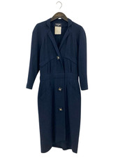 CHANEL Long Sleeve Dress Navy Size 38 France Collared Authentic Women's Buttons