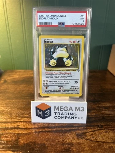 1999 Pokemon Jungle Snorlax Holo Rare Unlimited, 11/64, PSA 7 NM