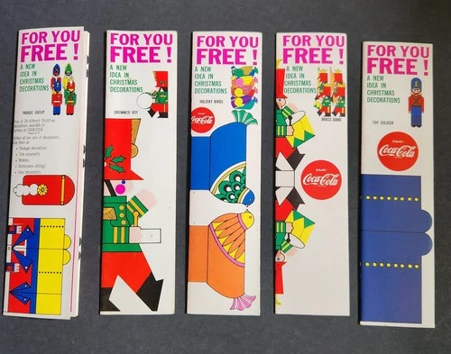 5 Pc. Coca-Cola DIY Holiday Decor Coke Promo Paper Decor Kitschy Vtg Christmas