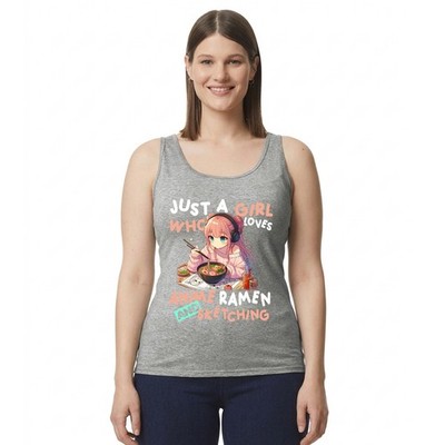 Just A Girl Who Loves Damen Trägershirt Tank Top Ramen Skizzieren Anime Geschenk für sie
