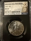 1943 Walking Liberty Silver Half Dollar - MS64 NGC Original Bag Relic Label