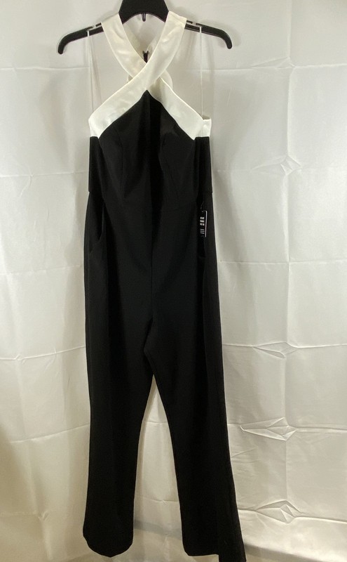Express Women's Jumpsuit Black White Colorblock Halter NWT Sz L