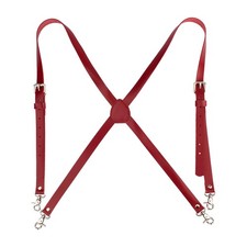 Men Suspenders X Back Design Heavy Duty Western Leather Suspenders with 4 Met...