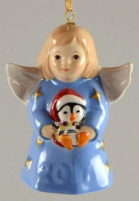 Goebel Angel Bell Ornament Angel With Penguin-Ocean Blue - With Box 42c 11186206