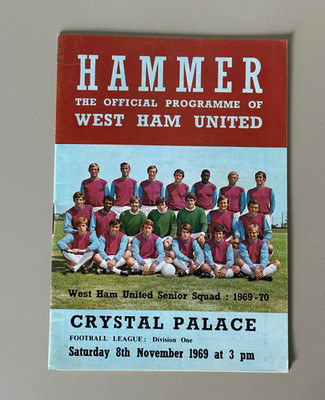 1969 West Ham - Crystal Palace Fussball Programmheft West Ham football programme