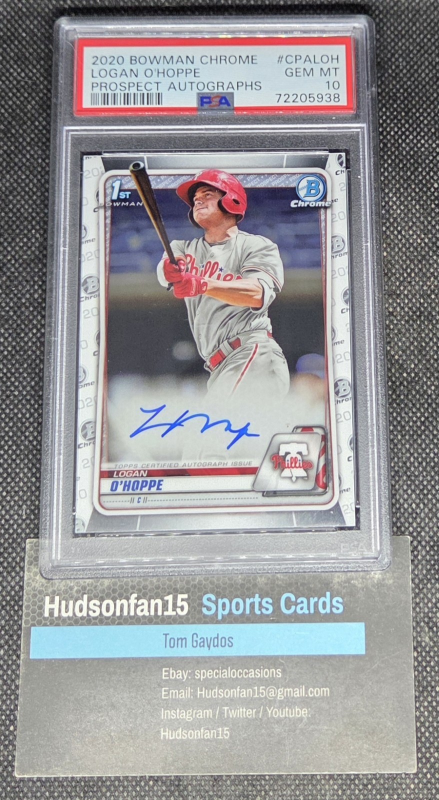 Logan O'Hoppe 2020 Bowman 1st Chrome Prospects Auto #CPALOH PSA 10 Autograph