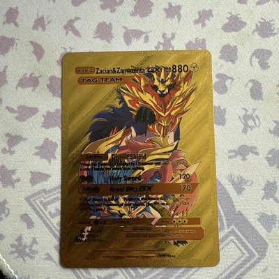 Zacian & Zamazenta GX HP880 Gold Foil Fan Art Display Card NM | eBay