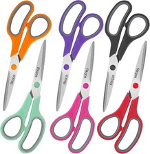 Scissors, Rkqoa 8" Scissors All Purpose 6 Pack - Comfort-Grip Sharp Scissor for