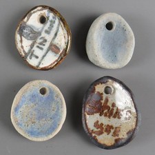 4 Rosemary Wren Oxshott Pottery Trial Glaze Tests Pendants Jewellery Crafts etc