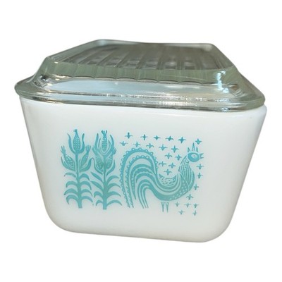 Vintage Pyrex Refrigerator Dish w/ Lid Amish Butterprint 502-C 1.5 Pint T9-6