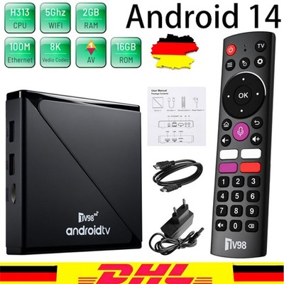Smart TV BOX 16GB 2GB Android 14 WIFI Netzwerk Media Player Quad Core BT5.0 DHL
