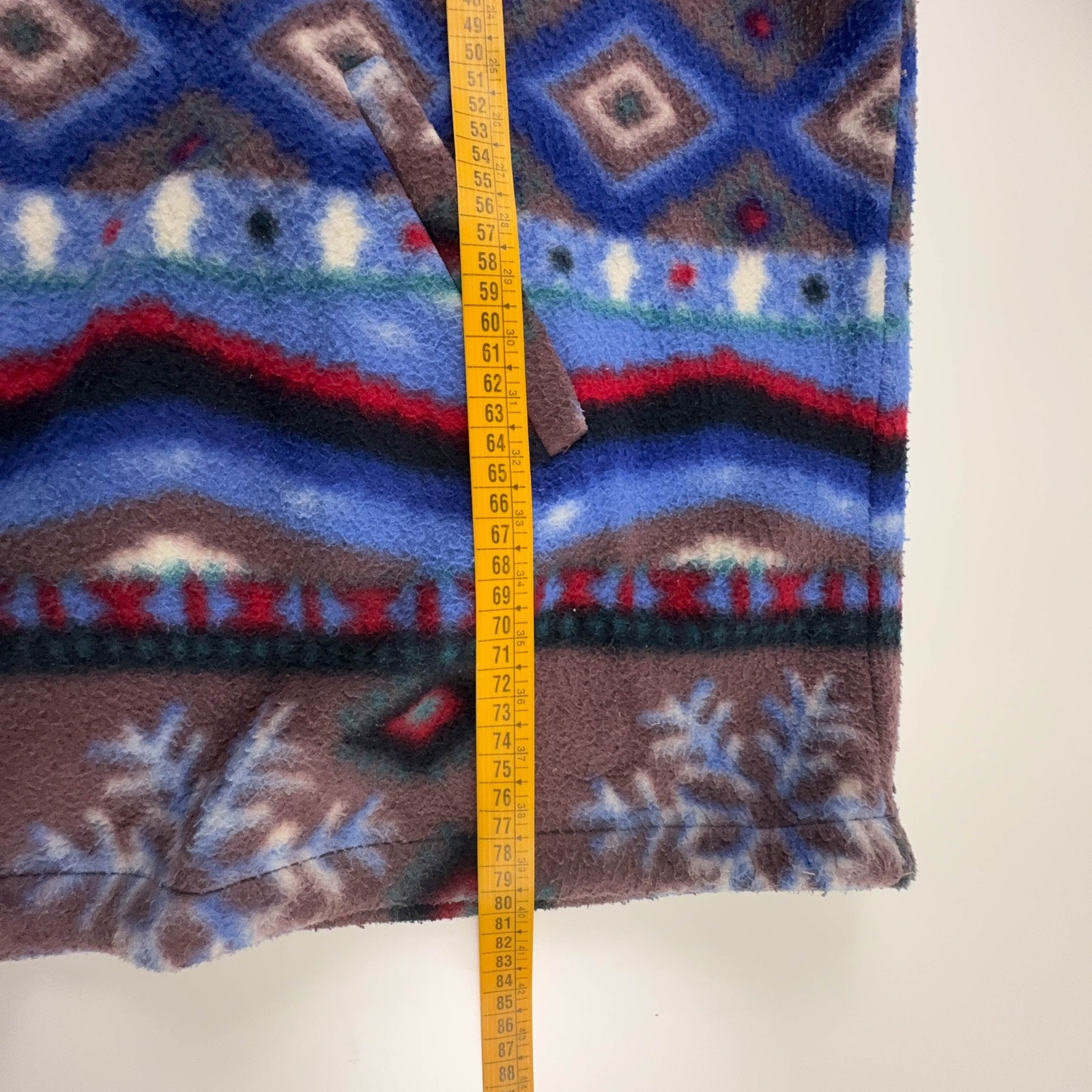 Vintage Blue And Red Abstract Pattern Fleece 80s 90s - Size XL Men image 6