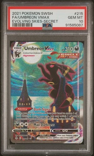 2021 POKEMON SWORD & SHIELD EVOLVING SKIES SECRET FULL ART/UMBREON VMAX PSA 10