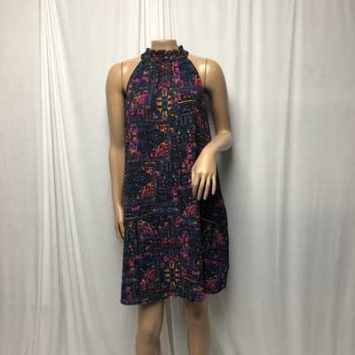 Allison Joy Sleeveless Dress Womens Size Large Abstract Black Multicolor Shift