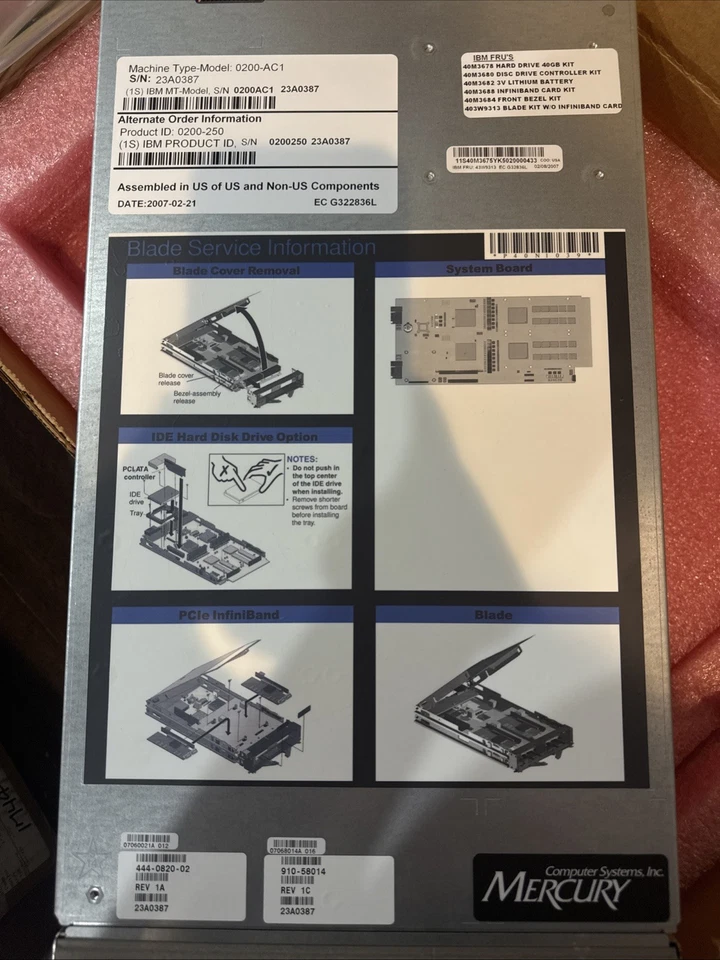 IBM BladeCenter QS20 43W9313 0200AC1 Blade Kit WO Infiniband Card 23A0387 - Image 4 of 4