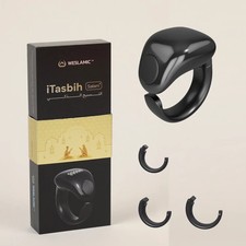 Tasbih Counter Ring Zikr itasbih Digital Ring Smart App Black 3 Adjustable Sizes