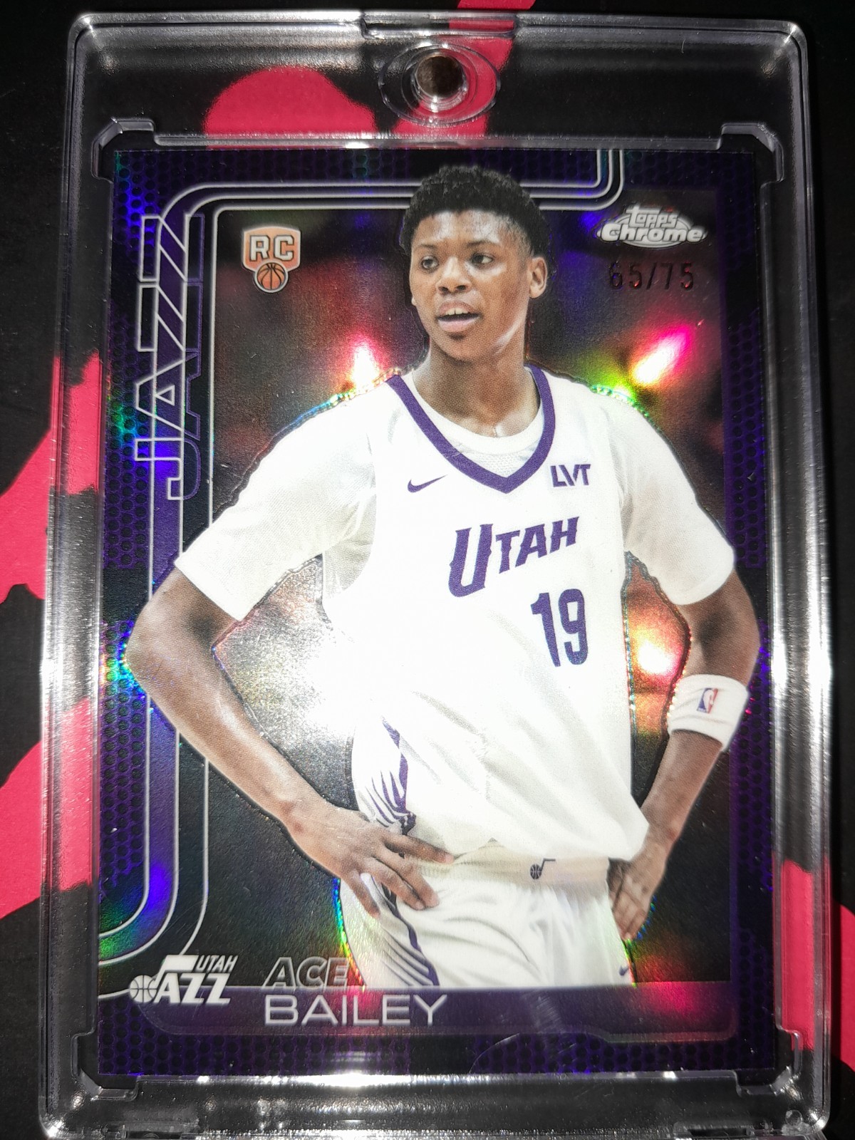 2025-26 Topps Chrome Ace Bailey #255 True Purple Refractor Rookie RC /75