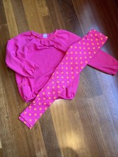 Gymboree Color Happy Cozy Fleece Top Pant Legging Set Pink Polka Dot Sz 7 8