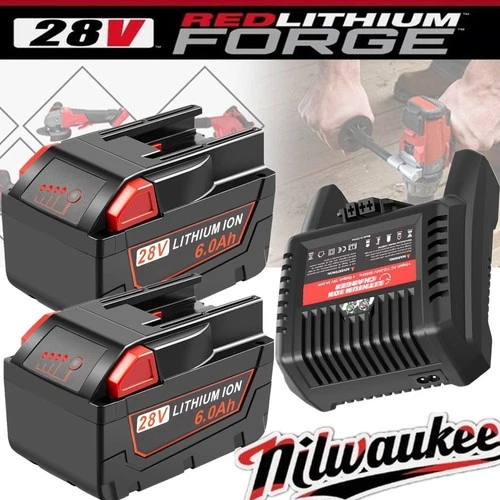 6.0AH For Milwaukee 28V M28 Lithium Battery /Charger 48-11-2830 48-59-2819 LED
