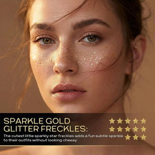 12 Sheet Gold Glitter Freckles Tattoo-Sparkle Makeup Patches for Festivals