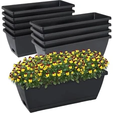 Window Box Planter 10 Pack Plastic Vegetable Flower Planters with Saucers 17