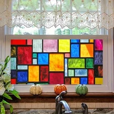 Stained Glass Window Privacy Film Static Cling Rainbow Window Film Decorative 