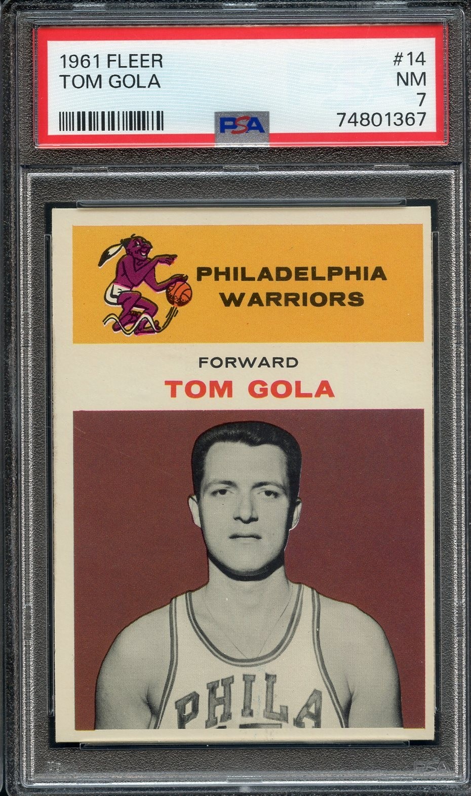 1961 Fleer #14 Tom Gola PSA 7 Philadelphia Warriors 1367