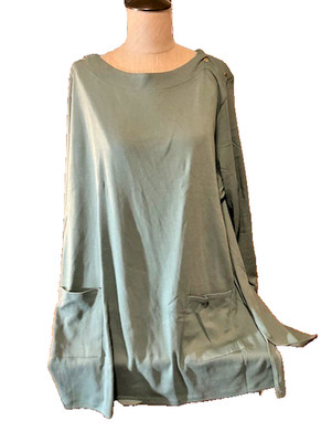 Roaman's Cool Sage Pullover 1X Tunic Top Snaps Kangaroo Pockets BRAND NEW NWTA