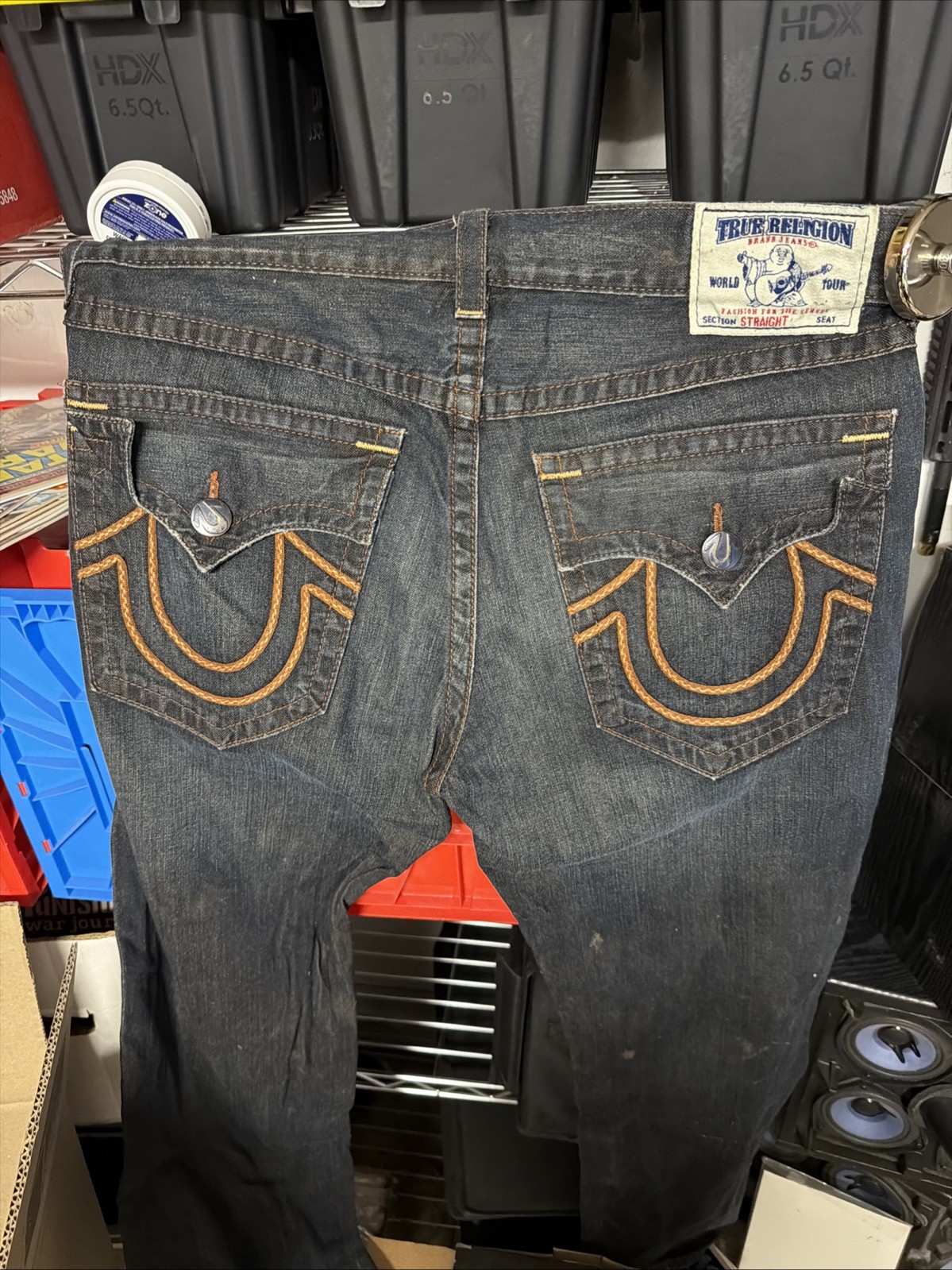 True Religion Mens Original Denim Straight Blue Jeans  size 38x32 thumbnail 9