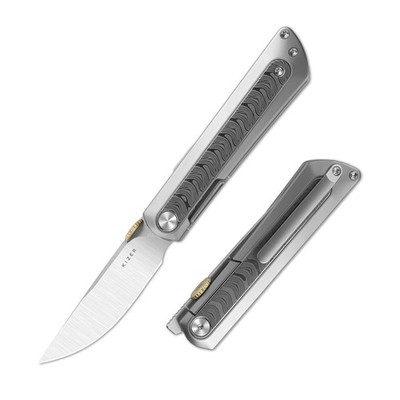 Kizer Quoll Folding Pocket Knife S45VN Blade Titanium & Rainbow Damascus Handle