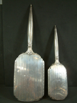 Antique Art Deco Sterling Silver Matching Set Hand Hand Mirror & Brush 1920's