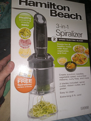 Hamilton Beach 3-in-1 Electric Food Spiralizer and Slicer 