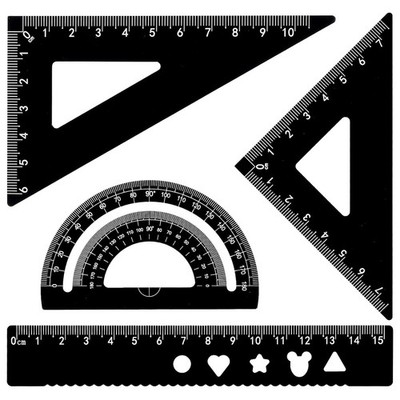 Metal Ruler Set 4Pcs Black Aluminum Alloy Triangle Rulers Straight Edge Ruler